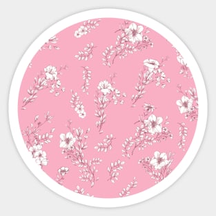 Bold pink and white floral Sticker